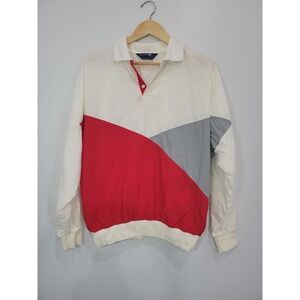 Duckster Polo Windbreaker Men's Medium‎ Color Block Pullover 100% Nylon Retro